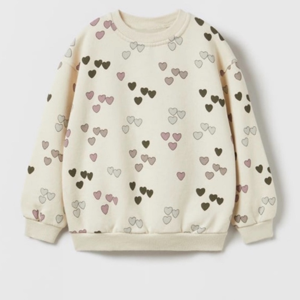 Zara Girls Heart Patterned Sweatshirt